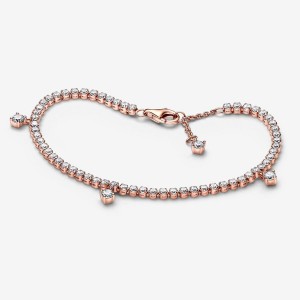 Pandora Sparkling Drops Tennis Bracelet Rose Gold Plated | 485LUHBTE