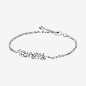 Pandora Sparkling Endless Hearts Chain Bracelet Sterling Silver | 083TGHWJQ