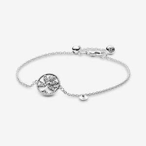 Pandora Sparkling Family Tree Slider Bracelet Sterling Silver | 517ZUREIA