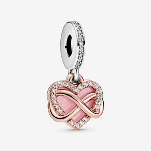 Pandora Sparkling Infinity Heart Dangle Charm Two-tone | 856LPFYNI