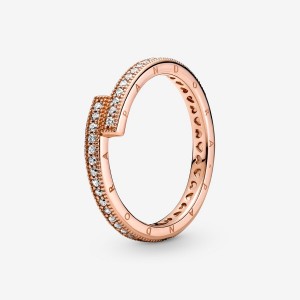 Pandora Sparkling Overlapping Ring Rose Gold Plated | 769XUKIED