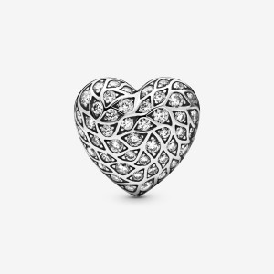 Pandora Sparkling Pattern Heart Single Stud Earring Sterling Silver | 259RGYPIW