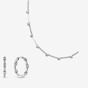 Pandora Sparkling Pavé Bars Earring and Necklace Set | 469KFCQYE