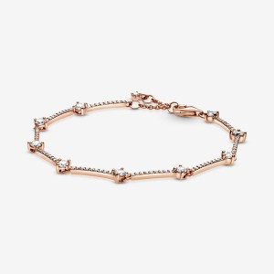 Pandora Sparkling Pavé Bars Bracelet Rose Gold Plated | 450XRFAYL