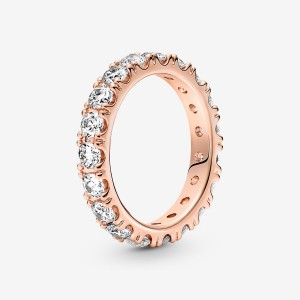 Pandora Sparkling Row Eternity Ring Rose Gold Plated | 382OJRSCZ