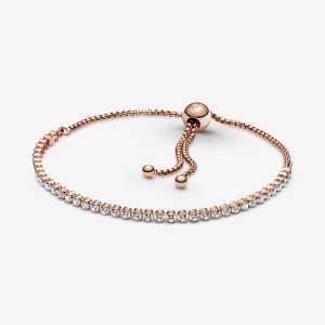 Pandora Sparkling Slider Tennis Bracelet Rose Gold Plated | 968DKNPLR