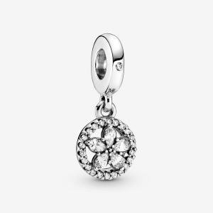 Pandora Sparkling Snowflake Circle Dangle Charm Sterling Silver | 639NZBVOH