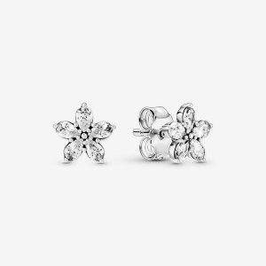 Pandora Sparkling Snowflake Stud Earrings Sterling Silver | 928HEYKJV