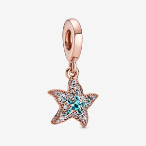 Pandora Sparkling Starfish Dangle Charm Rose Gold Plated | 254LKPBFZ