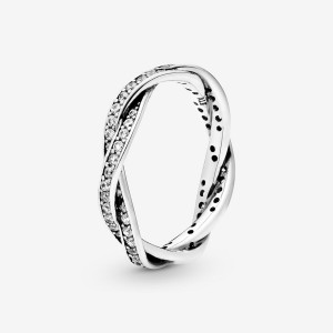 Pandora Sparkling Twisted Lines Ring Sterling Silver | 529ZJWUMC