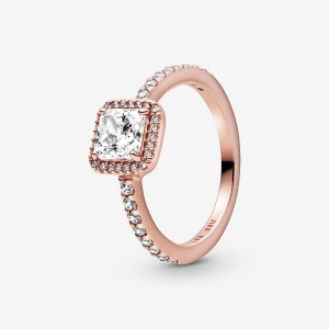 Pandora Square Sparkle Halo Ring Rose Gold Plated | 134QUHNJE