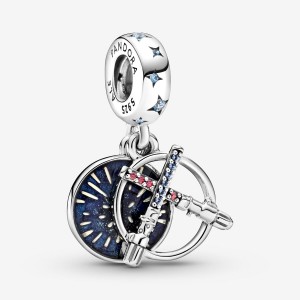 Pandora Star Wars Lightsaber Double Dangle Charm - FINAL SALE Sterling Silver | 843ZMEXUA