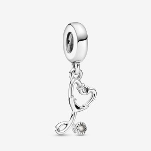 Pandora Stethoscope Heart Dangle Charm Sterling Silver | 602TNREOS