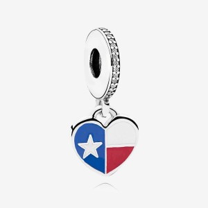 Pandora Texas Flag Heart Dangle Charm, Mixed Enamel Sterling Silver | 817TMVACO