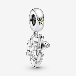 Pandora Watering Can & Trowel Dangle Charm Sterling Silver | 932KBYEDQ