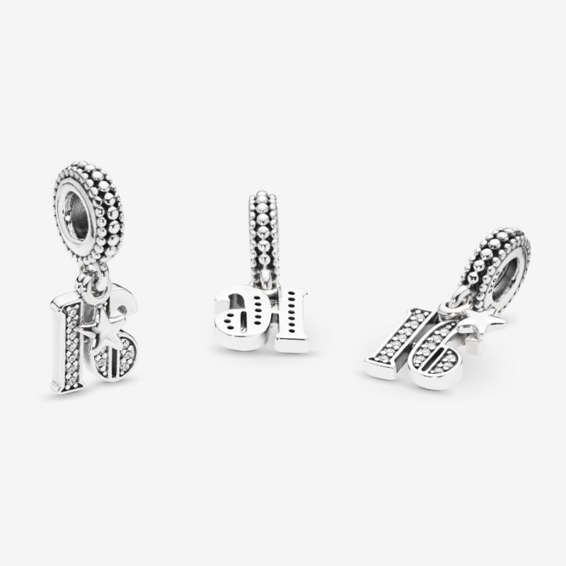 Pandora 16th Celebration Charm Sterling Silver | 639KSHDTN