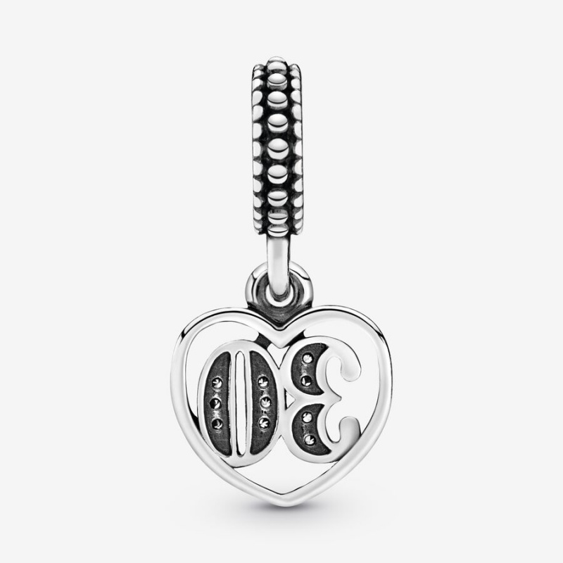 Pandora 30th Celebration Dangle Charm Sterling Silver | 324HGKRWJ