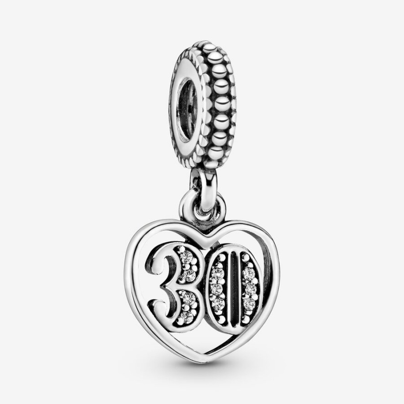 Pandora 30th Celebration Dangle Charm Sterling Silver | 324HGKRWJ