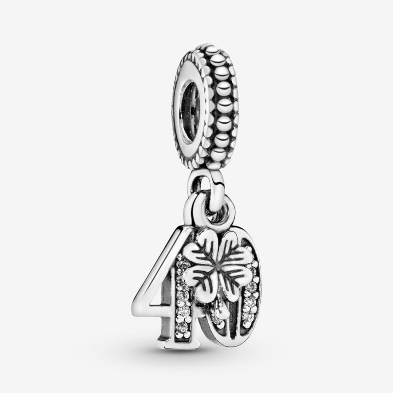 Pandora 40th Celebration Dangle Charm Sterling Silver | 640UVBCPK