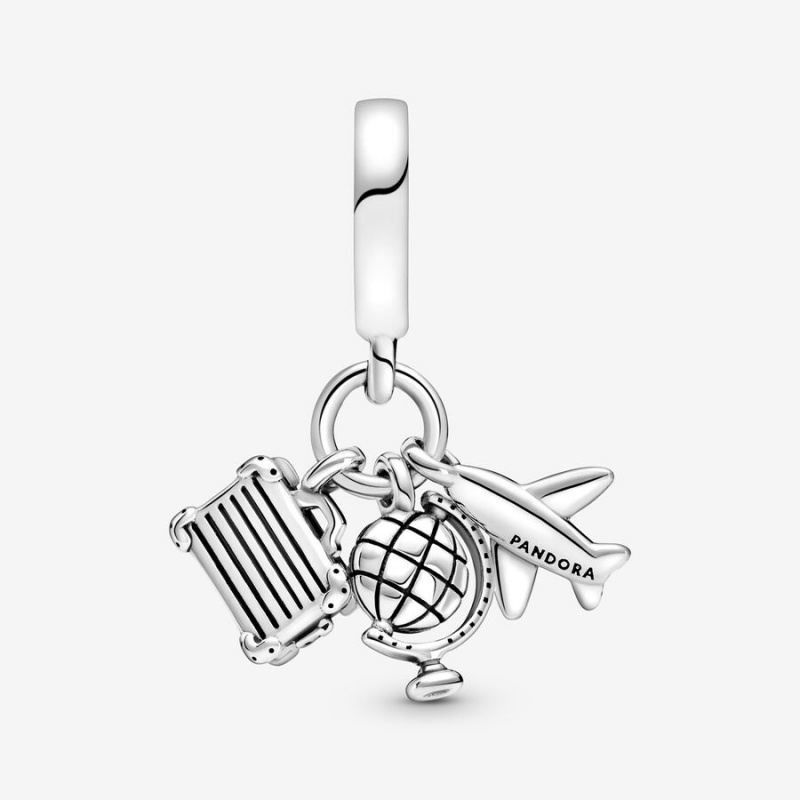 Pandora Airplane, Globe & Suitcase Dangle Charm Sterling Silver | 287PDALCU