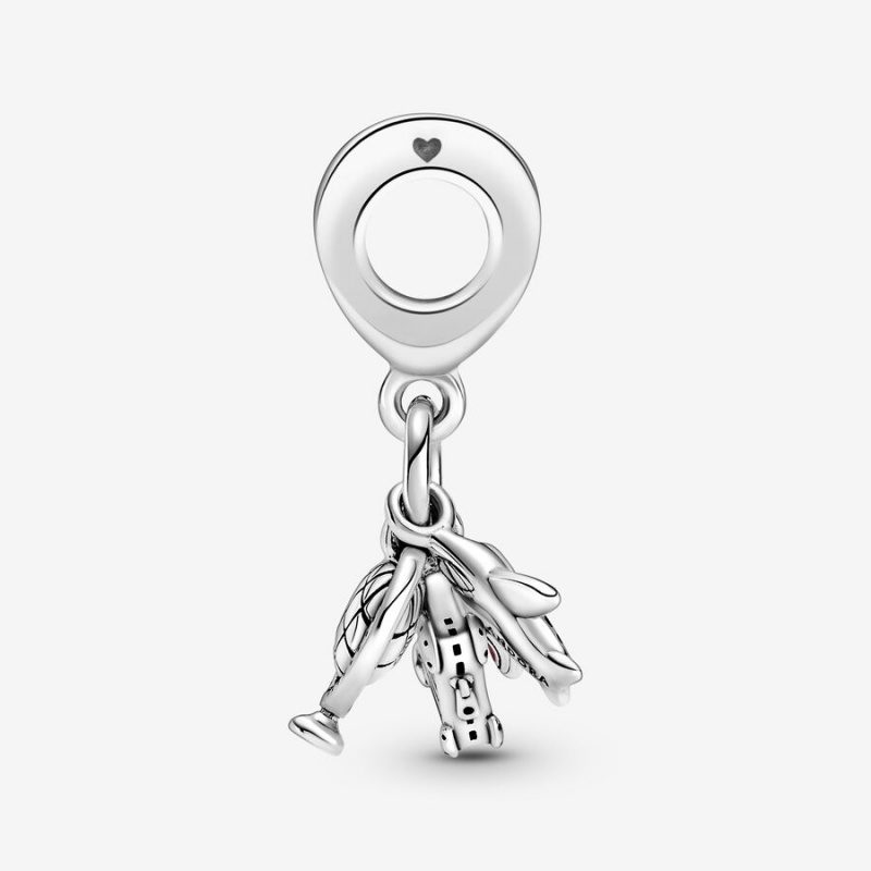 Pandora Airplane, Globe & Suitcase Dangle Charm Sterling Silver | 287PDALCU