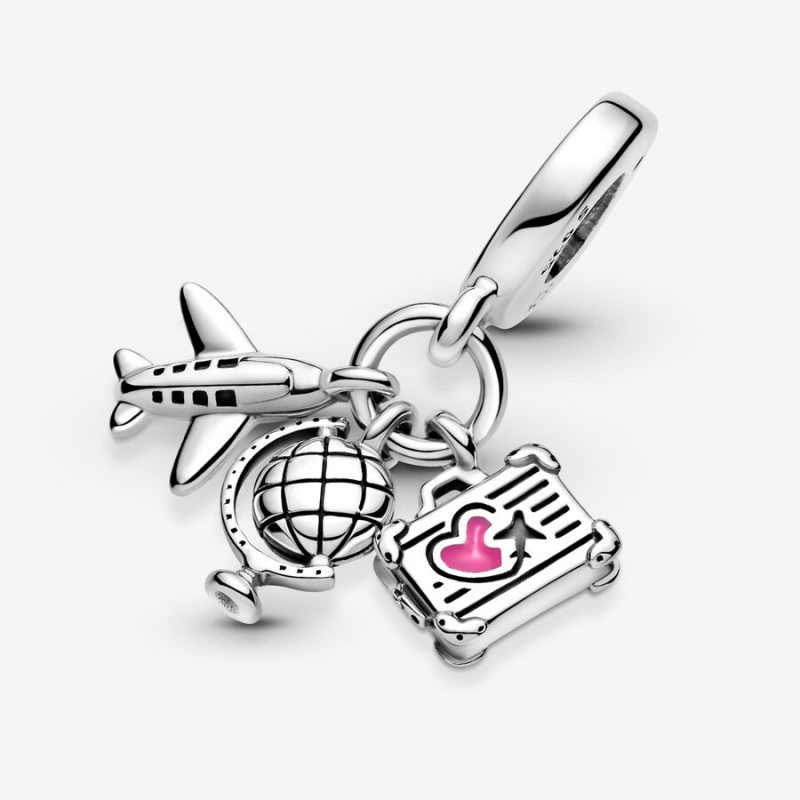 Pandora Airplane, Globe & Suitcase Dangle Charm Sterling Silver | 287PDALCU