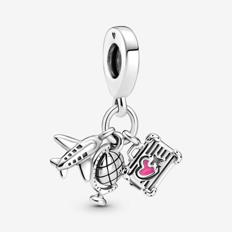 Pandora Airplane, Globe & Suitcase Dangle Charm Sterling Silver | 287PDALCU