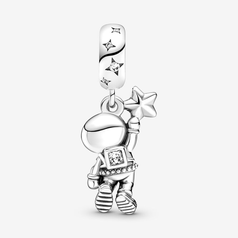 Pandora Astronaut In The Galaxy Dangle Charm Sterling Silver | 872OJCXHY