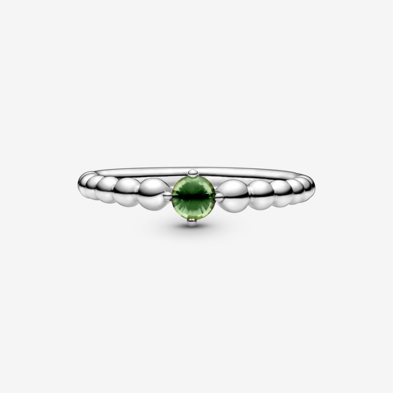 Pandora August Spring Green Beaded Ring Sterling Silver | 874DXYPKS