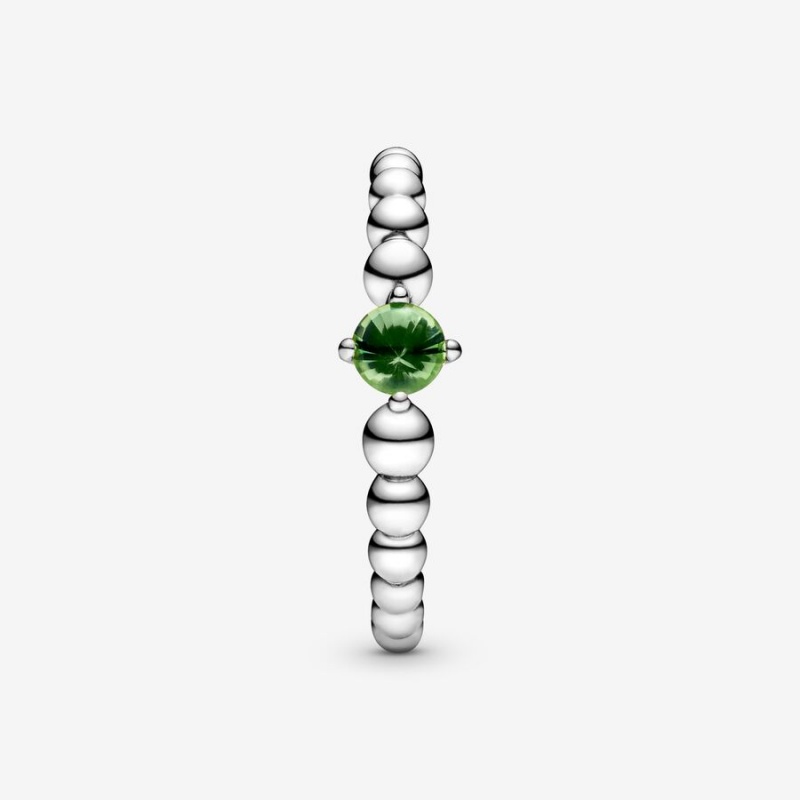 Pandora August Spring Green Beaded Ring Sterling Silver | 874DXYPKS