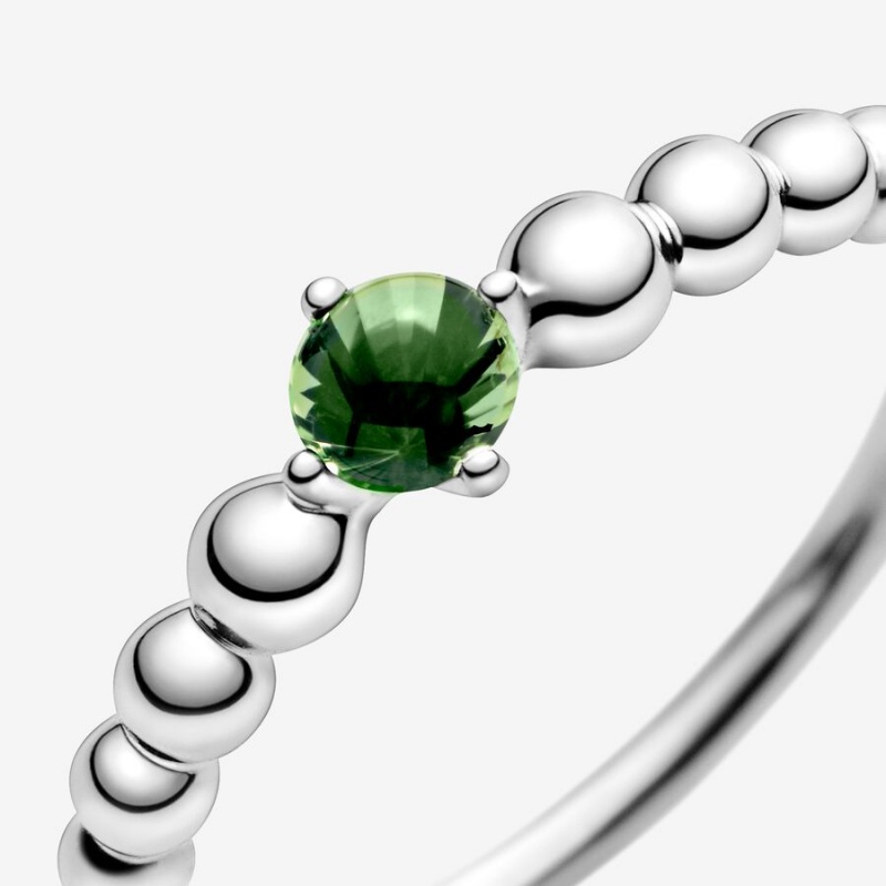 Pandora August Spring Green Beaded Ring Sterling Silver | 874DXYPKS