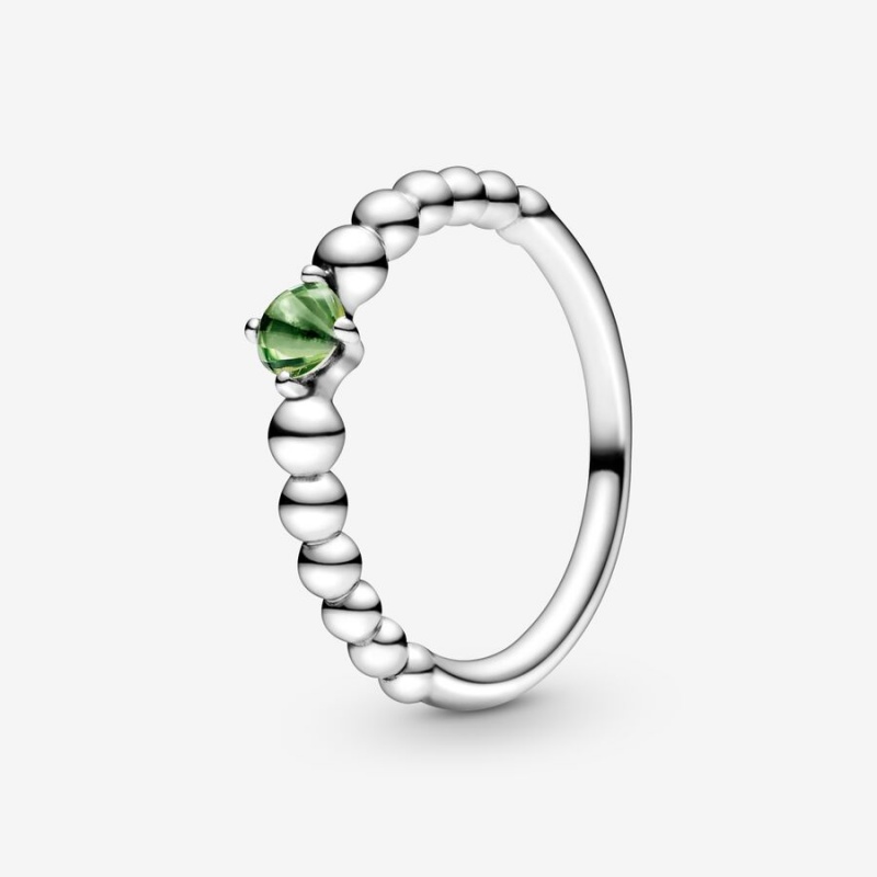 Pandora August Spring Green Beaded Ring Sterling Silver | 874DXYPKS