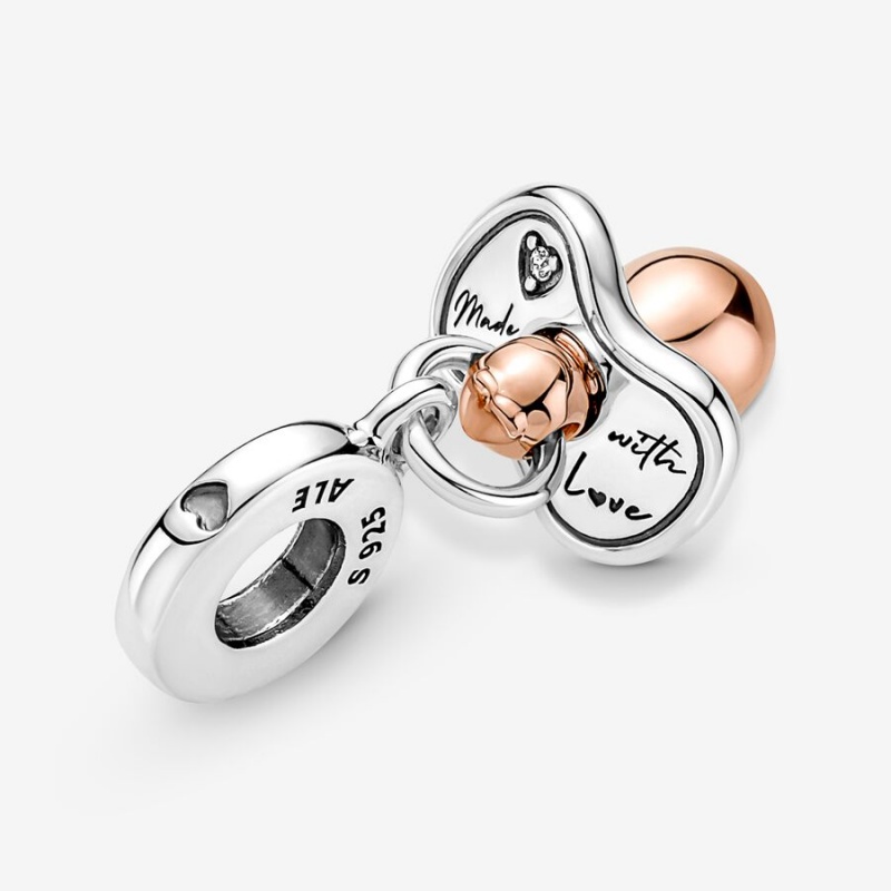 Pandora Baby Pacifier Dangle Charm Two-tone | 750IVPOBU