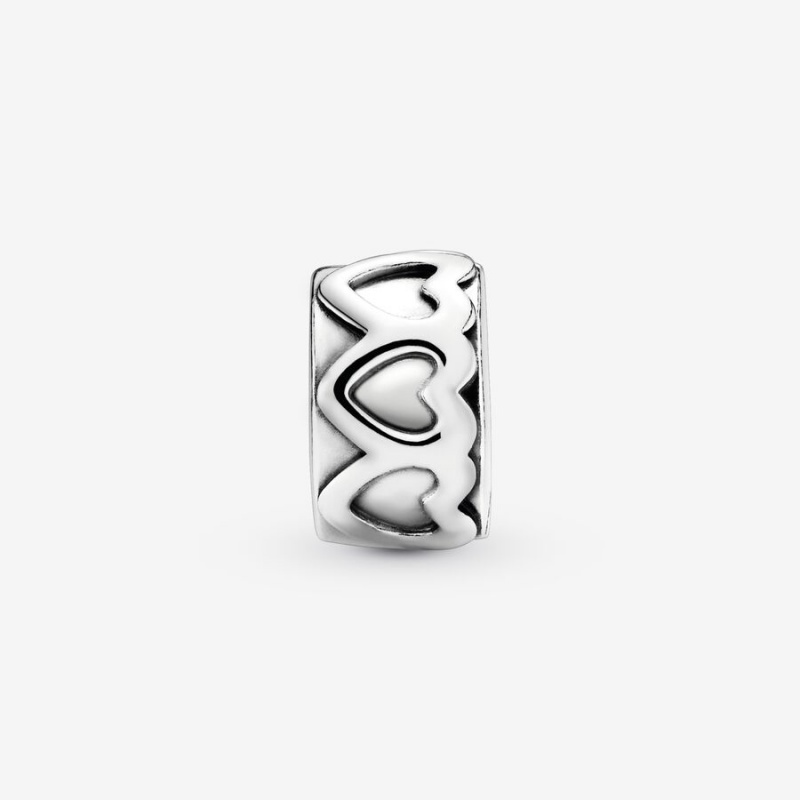 Pandora Band of Hearts Clip Charm Sterling Silver | 098TDQGWA