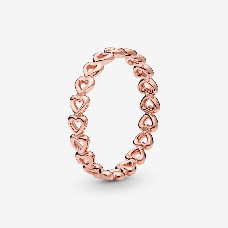 Pandora Band of Hearts Ring Rose Gold Plated | 053SJMTIQ