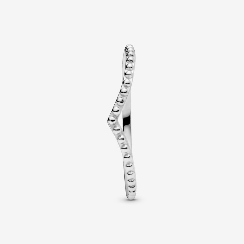 Pandora Beaded Wishbone Ring Sterling Silver | 316IURPJY