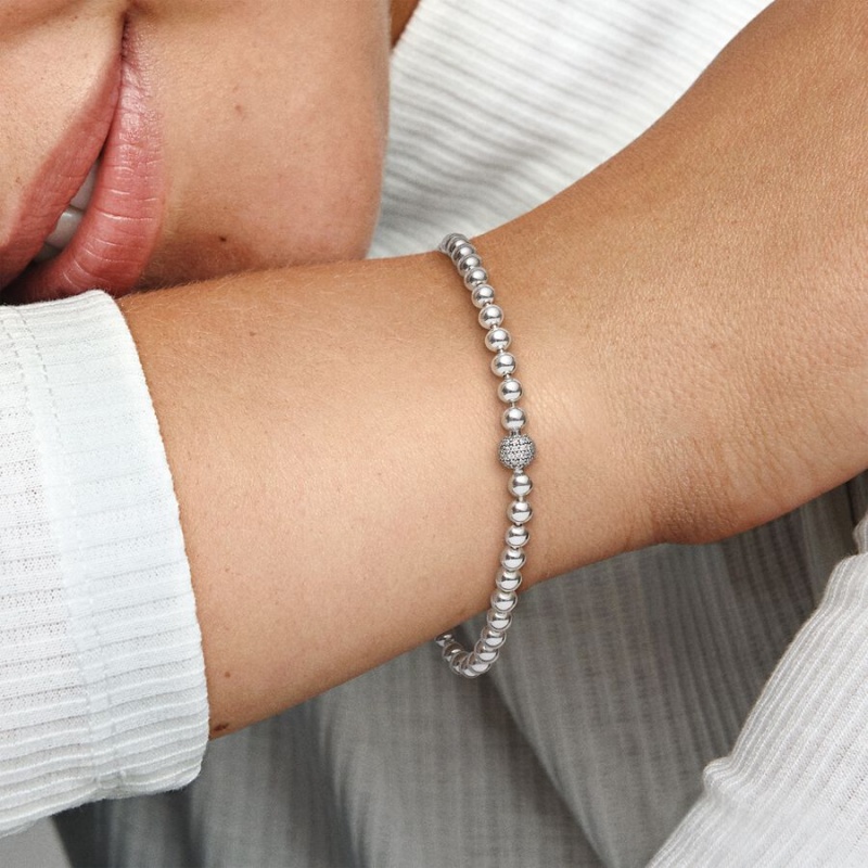 Pandora Beads & Pavé Bracelet Sterling Silver | 285ZEHBMY