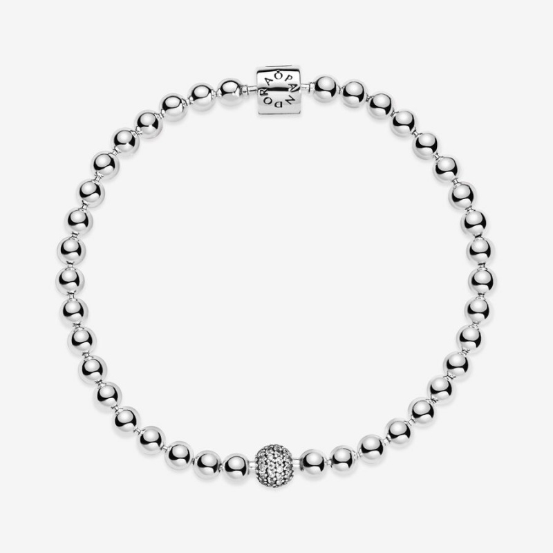 Pandora Beads & Pavé Bracelet Sterling Silver | 285ZEHBMY