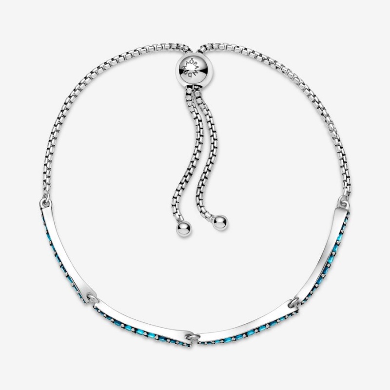 Pandora Blue Wavy Slider Bracelet - FINAL SALE Sterling Silver | 749EWPFCO