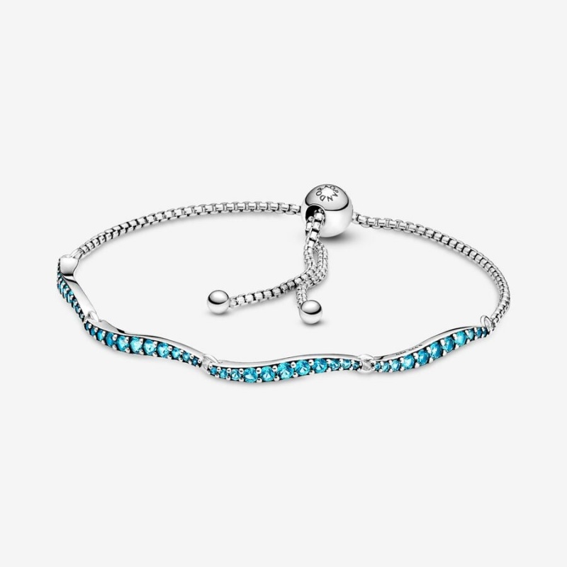 Pandora Blue Wavy Slider Bracelet - FINAL SALE Sterling Silver | 749EWPFCO