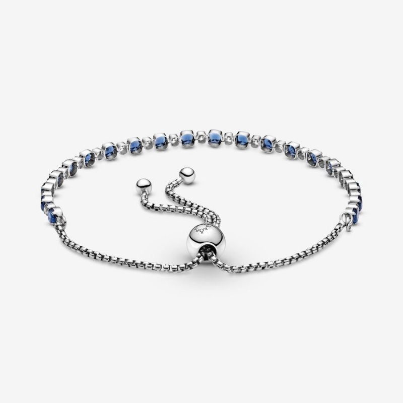 Pandora Blue and Clear Sparkle Slider Bracelet Sterling Silver | 031RPMZBS