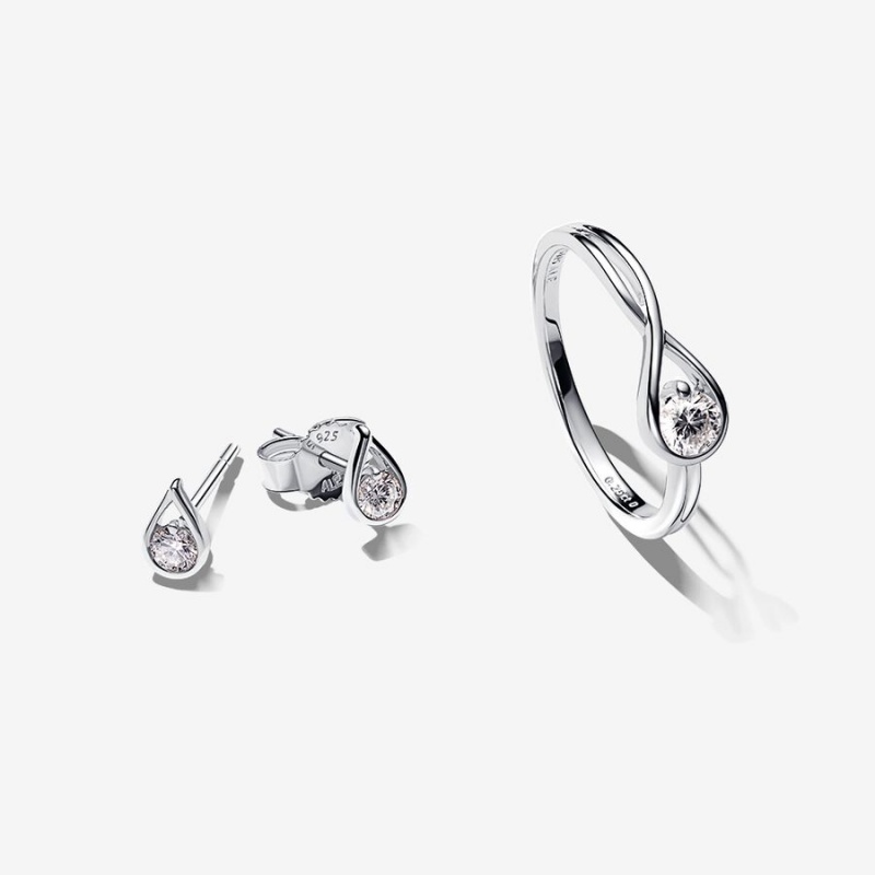 Pandora Brilliance 0.45 ct tw Lab-created Diamond Ring and Earrings Set | 503ERDQWS