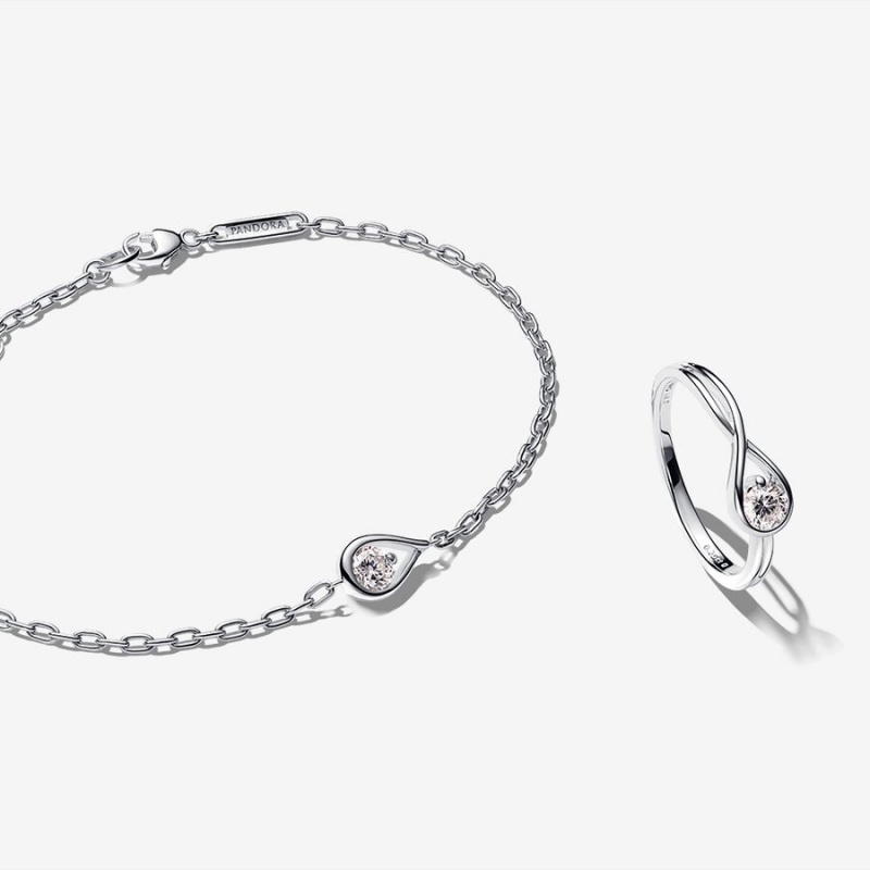 Pandora Brilliance 0.50 ct tw Lab-created Diamond Chain Bracelet and Ring Set | 704CNUPFD