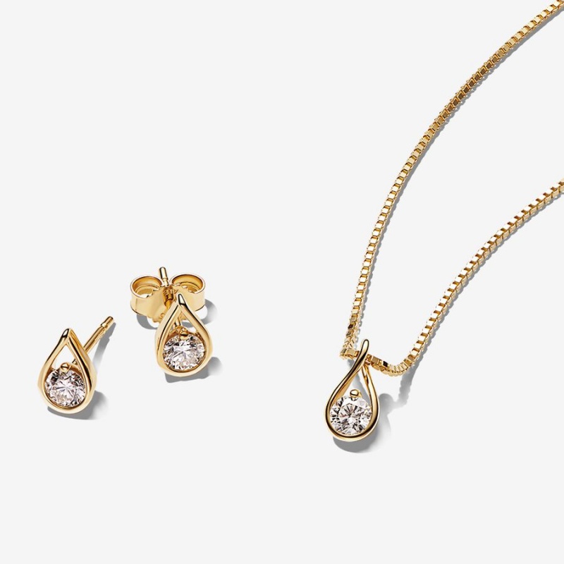 Pandora Brilliance 0.75 ct tw 14k Lab-created Diamond Necklace and Earrings Set | 406SEMAJN