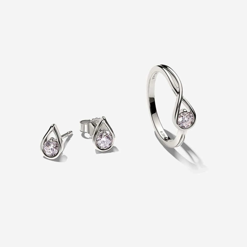 Pandora Brilliance 0.75 ct tw Lab-created Diamond Ring and Earrings Set | 953EWPJZR