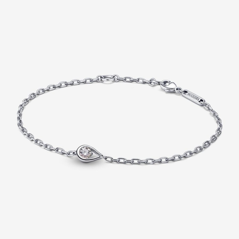 Pandora Brilliance Lab-created 0.15 ct tw Diamond Chain Bracelet Sterling Silver | 309XATUWJ