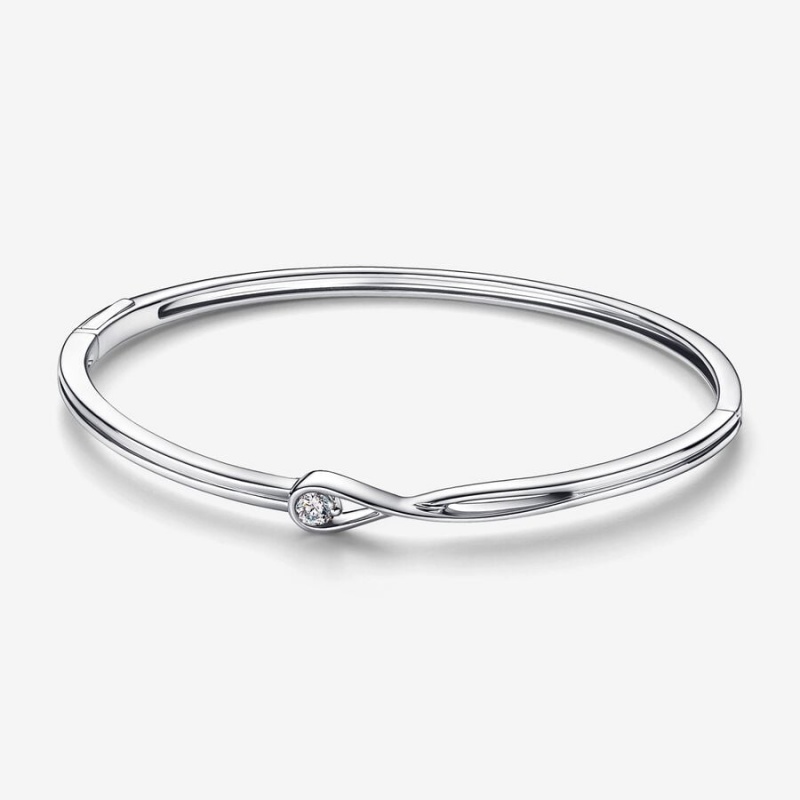 Pandora Brilliance Lab-created 0.15 ct tw Diamond Bangle Sterling Silver | 694ZQGCEN