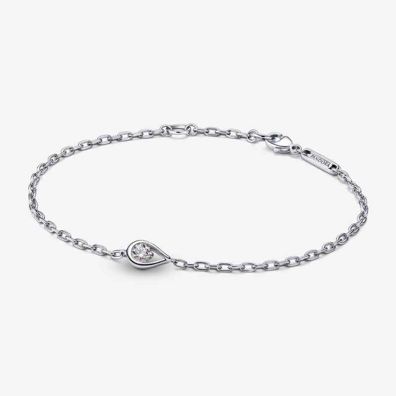 Pandora Brilliance Lab-created 0.15 ct tw Diamond Chain Bracelet Sterling Silver | 034TCJILQ