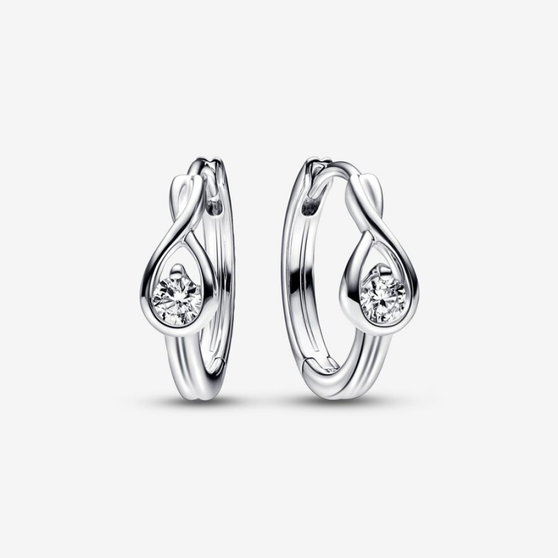 Pandora Brilliance Lab-created 0.20 ct tw Diamond Hoop Earrings Sterling Silver | 745TZBGWP