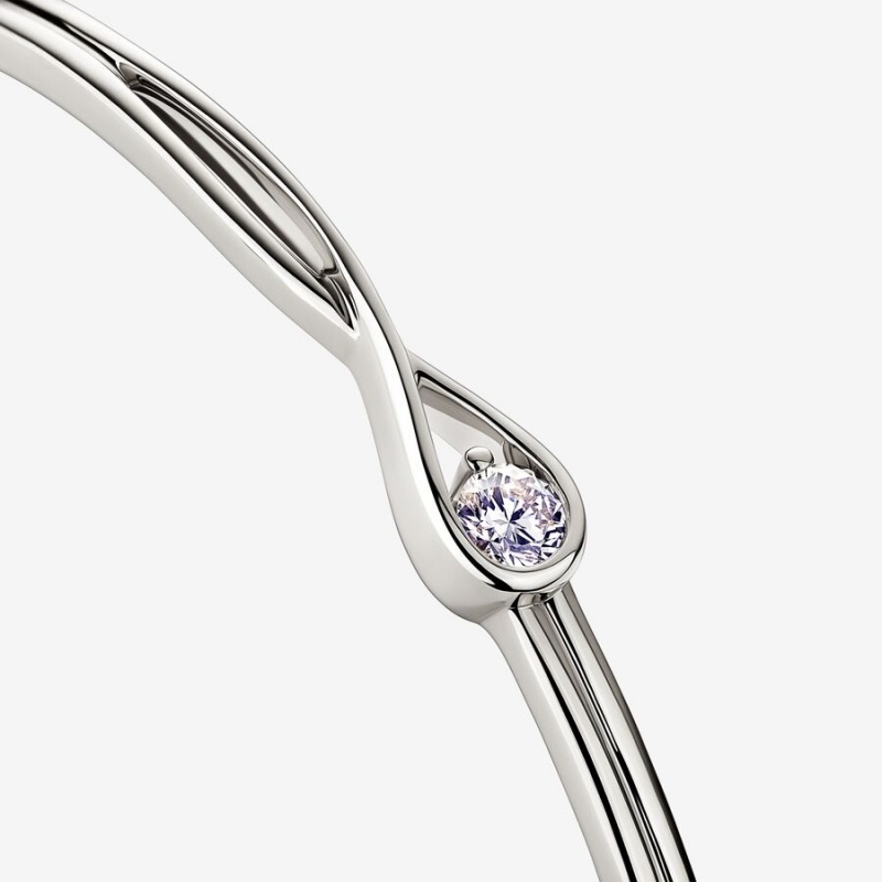 Pandora Brilliance Lab-created 0.25 ct tw Diamond Bangle White Gold | 712RHUJZS